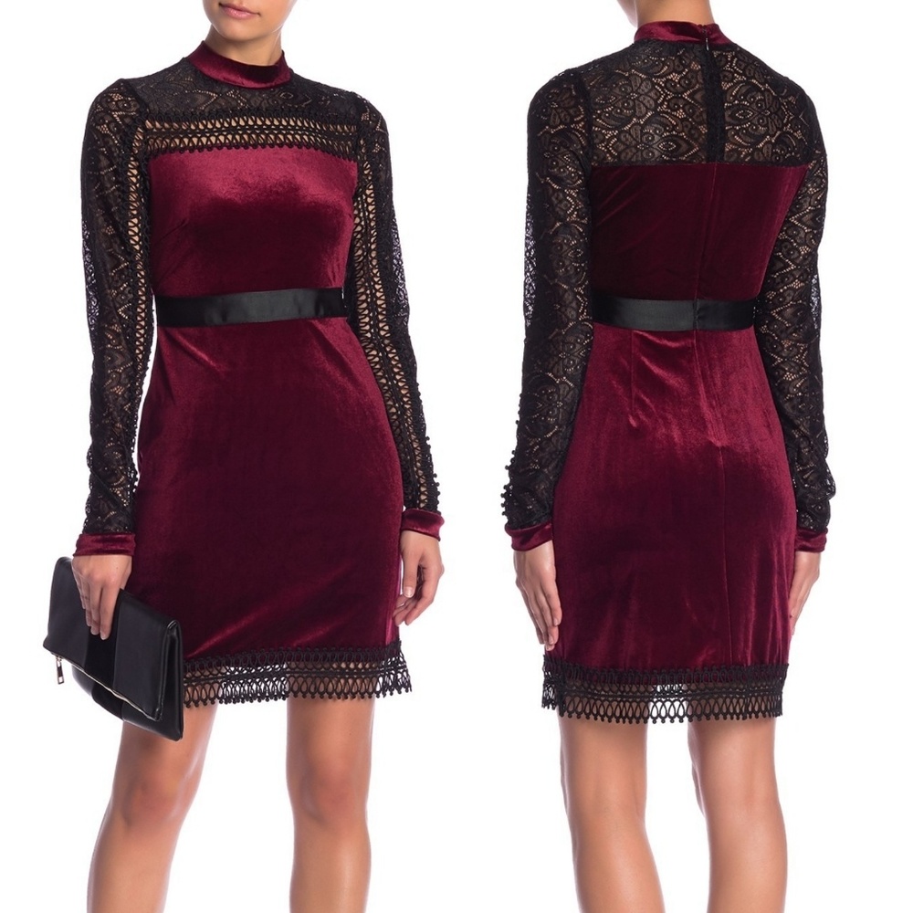 Romeo & Juliet Couture Velvet High Neck Dress